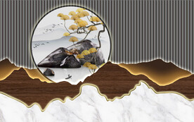 山水中式沙发背景墙