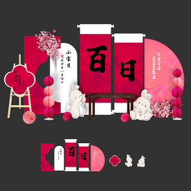 粉色百日生日背景