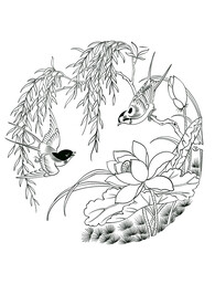 燕子荷花