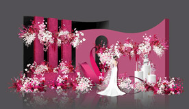 玫红小众婚礼留影区