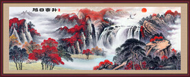 旭日东升国画山水水墨