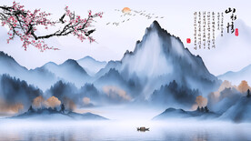 意境山水水墨电视背景墙