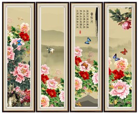 牡丹条屏