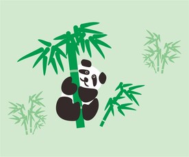 熊猫竹子家纺可爱装饰图案