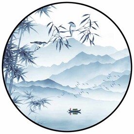 水墨山水竹子