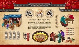 地锅鸡背景墙