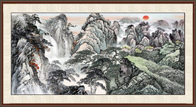 瀑布国画 