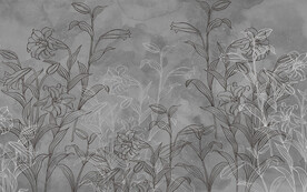 北欧复古线描植物背景墙