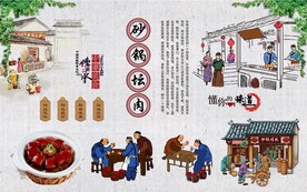 砂锅坛肉背景墙