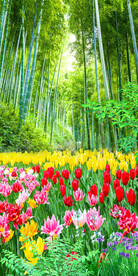 竹林小路花草3D玄关背景墙