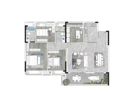 大平层户型渲染