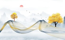 简约山水背景墙