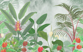 热带阔叶清新植物室内奢华背景墙