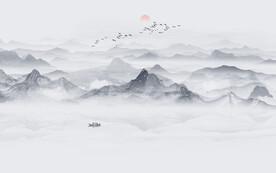 禅意水墨山水画