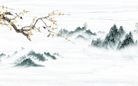 新中式石纹水墨山水背景