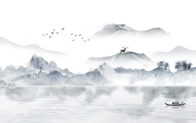 新中式石纹水墨山水背景