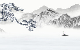 新中式石纹水墨山水背景