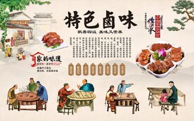  卤味卤菜背景墙