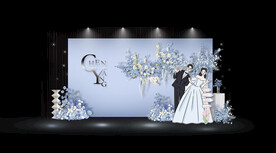 蓝色婚礼迎宾区效果图