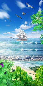 清新简约海景沙滩风景玄关
