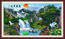 山水画迎客松 
