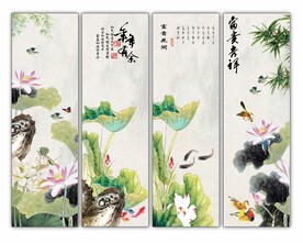 荷花条屏