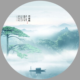 迎客松山水画