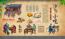 沙县小吃背景墙