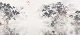 复古水墨山水风景