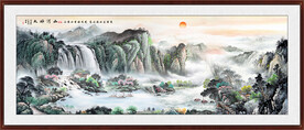 国画旭日东升 江山如画山水画 