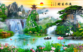 流水生财风景画