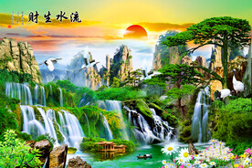 流水生财风景画