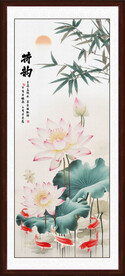 中式水墨荷花玄关画
