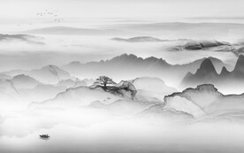 人气 灰色意境山水 Tif分层