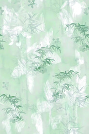 手绘水彩竹子蝴蝶