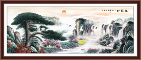 客厅迎客松 国画迎客松山水画 