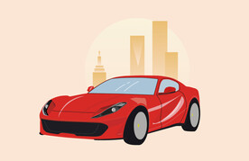 手绘红色汽车