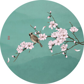 新中式玉兰花鸟