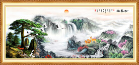 迎客松旭日东升迎客松