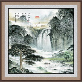 迎客松国画山水迎客松