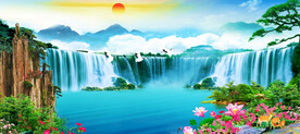 山水瀑布