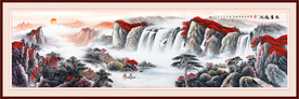 国画鸿运当头办公室装饰画