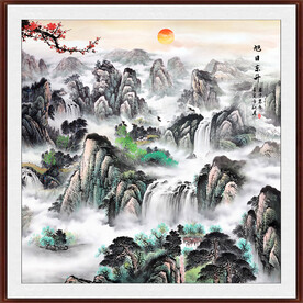 旭日东升国画旭日东升山水图 