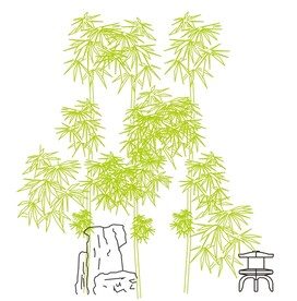 线条  失量 竹子 假山 