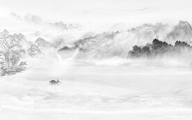 新中式水墨山水石纹电视背景墙
