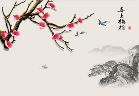 花鸟山水背景