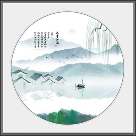 圆形装饰画 江南风景
