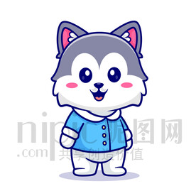 可爱卡通狼狗