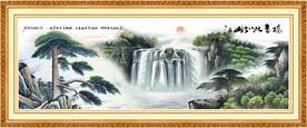 国画迎客松 黄山迎客松山水画