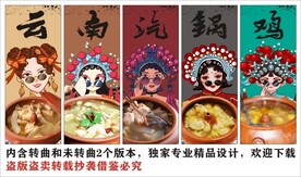 国潮云南汽锅鸡装饰画背景墙